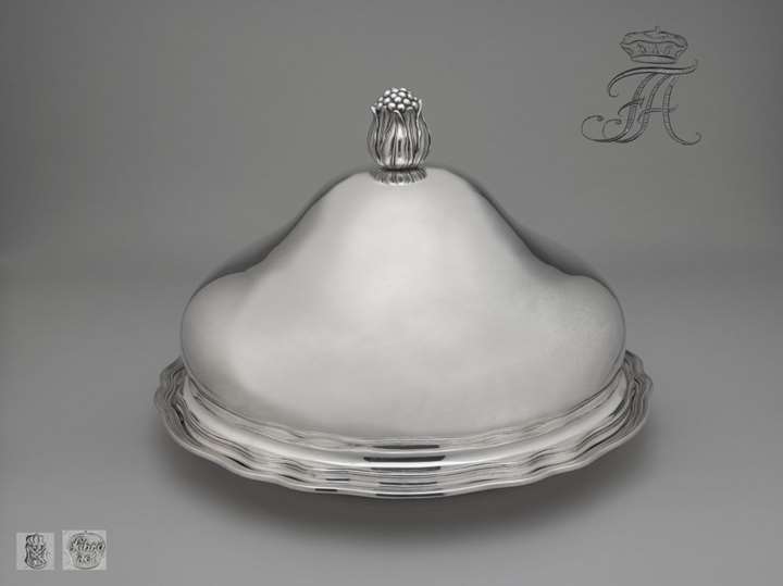 Large Royal German Round Silver Dish and Cover